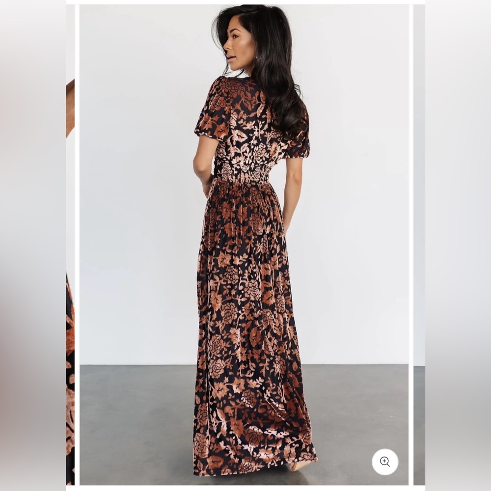 Adorable and soft!! Baltic Born Floral Maxi Dress in Black and Rust Size Small
